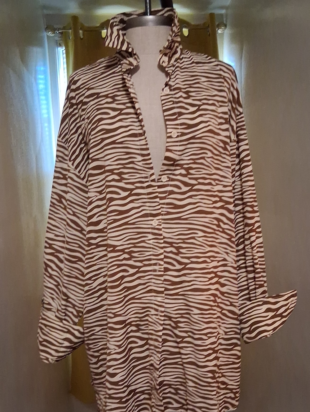 Princess Polly Brown and White Zebra Print Button-Down Shirt